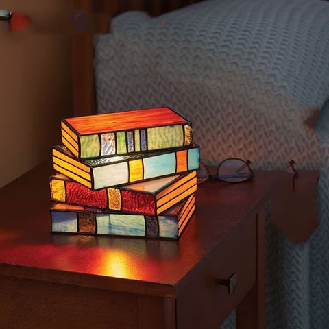 Stained Stacked Books Lamp